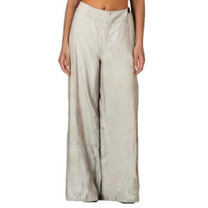 British India 100% Linen Pants Beige Cream Straight Leg Trousers, 5 (28” waist)